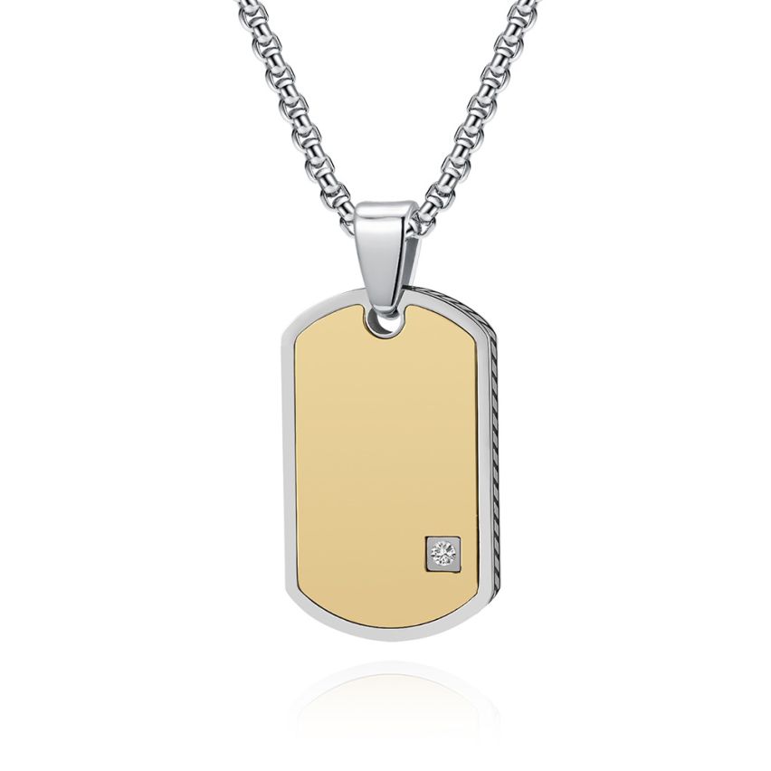 S.Steel Gold Plating Zircon With Plate Men-c 13g