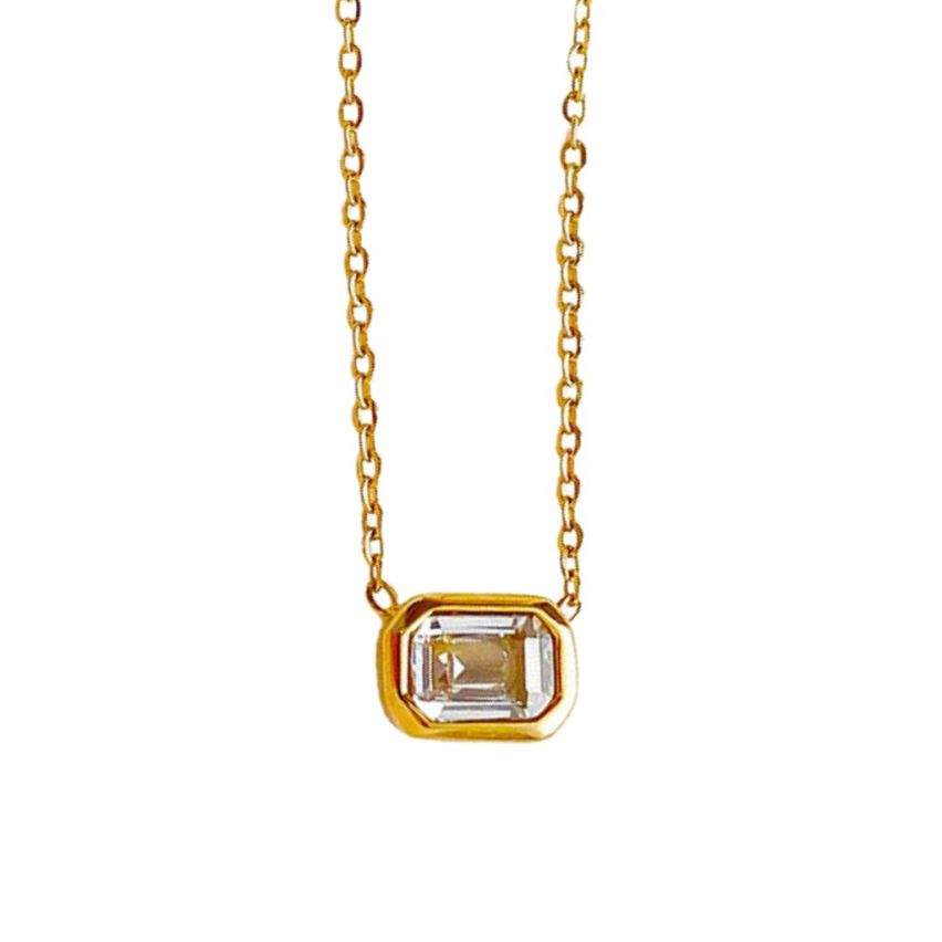 S.Steel Gold Plating White Zircon Women-c