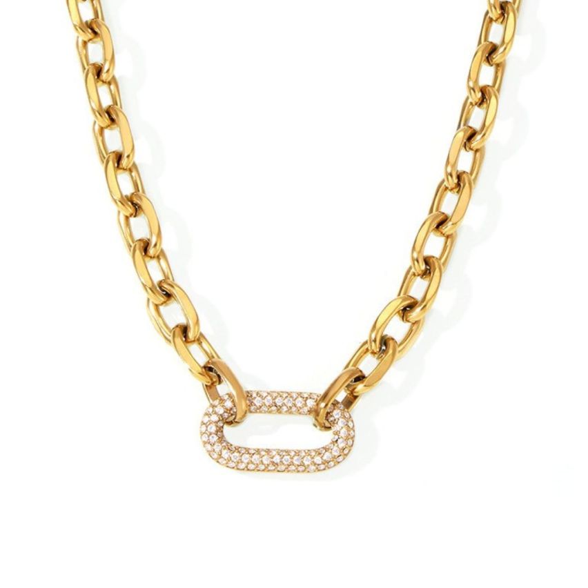 S.Steel New Gold Plating Zircon Women-c 30.5g