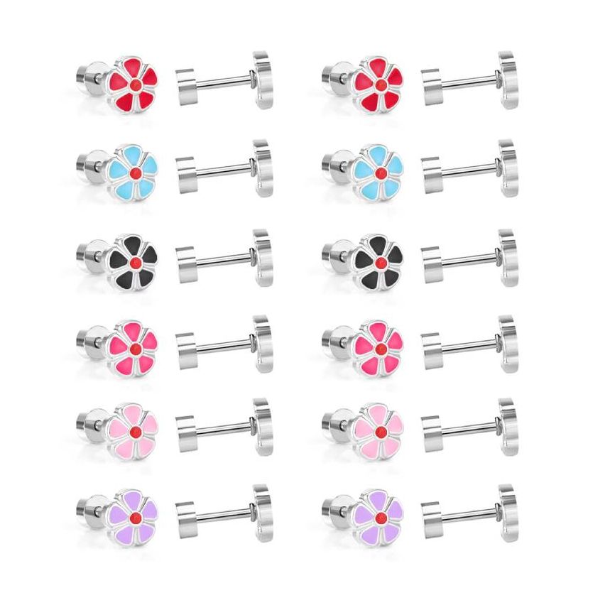 New Shiny Colorfull Enamel Stud Women 1g 13x6.5mm