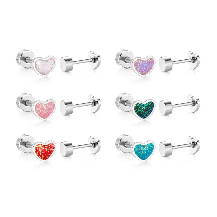 New Shiny Colorfull Enamel Stud Earrings 2g 10x4mm