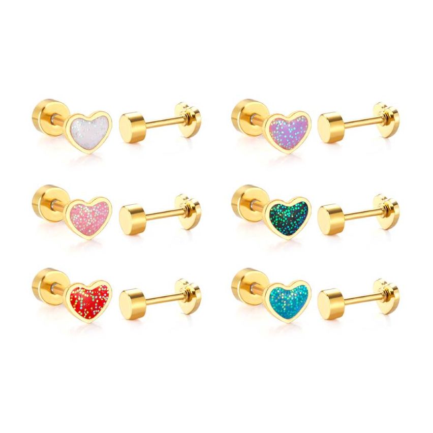 New Gold Plating Colorfull Enamel Stud Earrings 2g 10x4mm