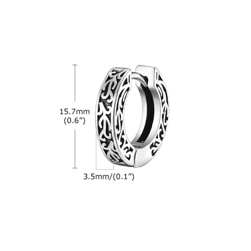 S.Steel Antique silver Hoop Men-c