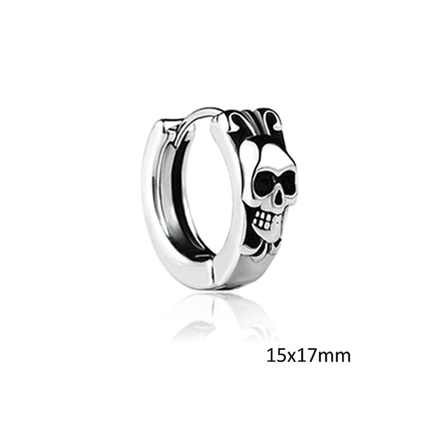 S.Steel Antique silver Hoop Men-c