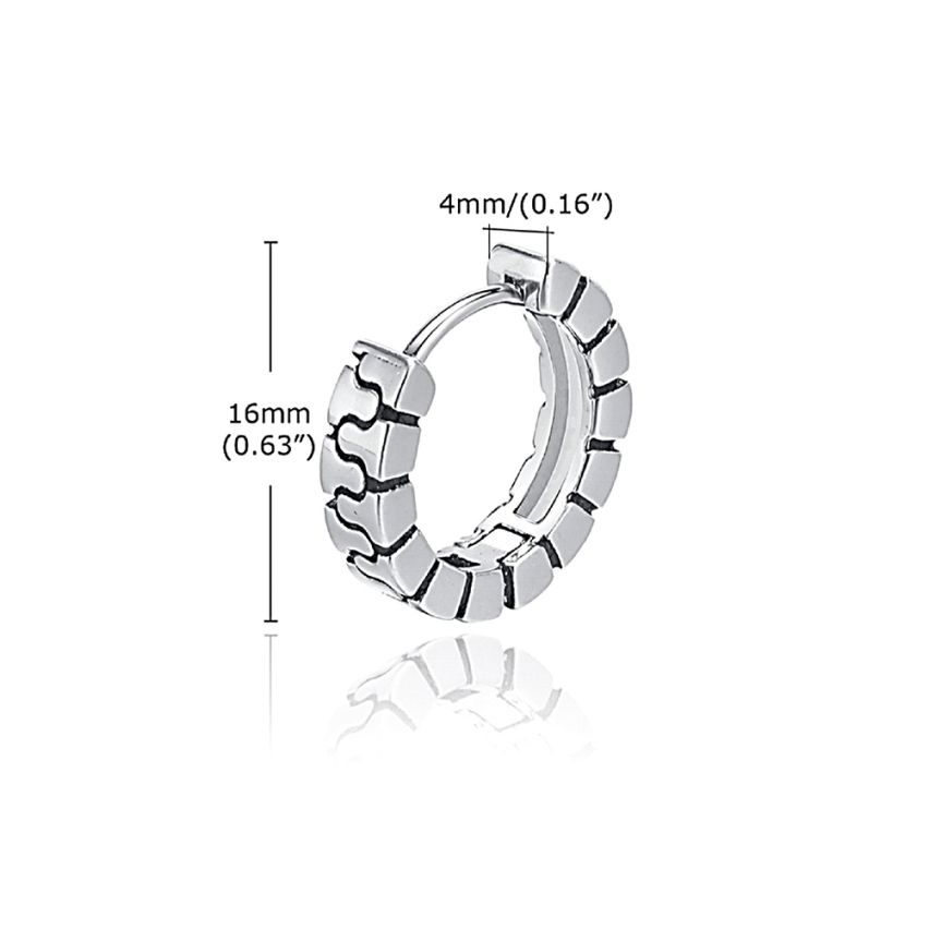 S.Steel Antique silver Hoop Men-c
