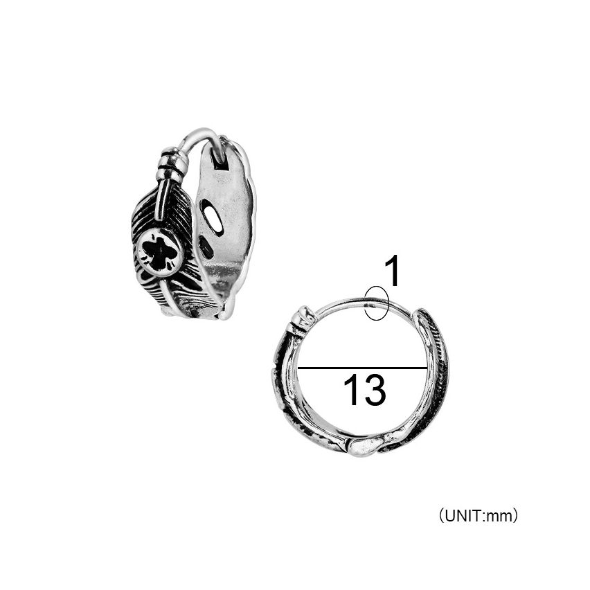 S.Steel Antique silver Hoop Men-c