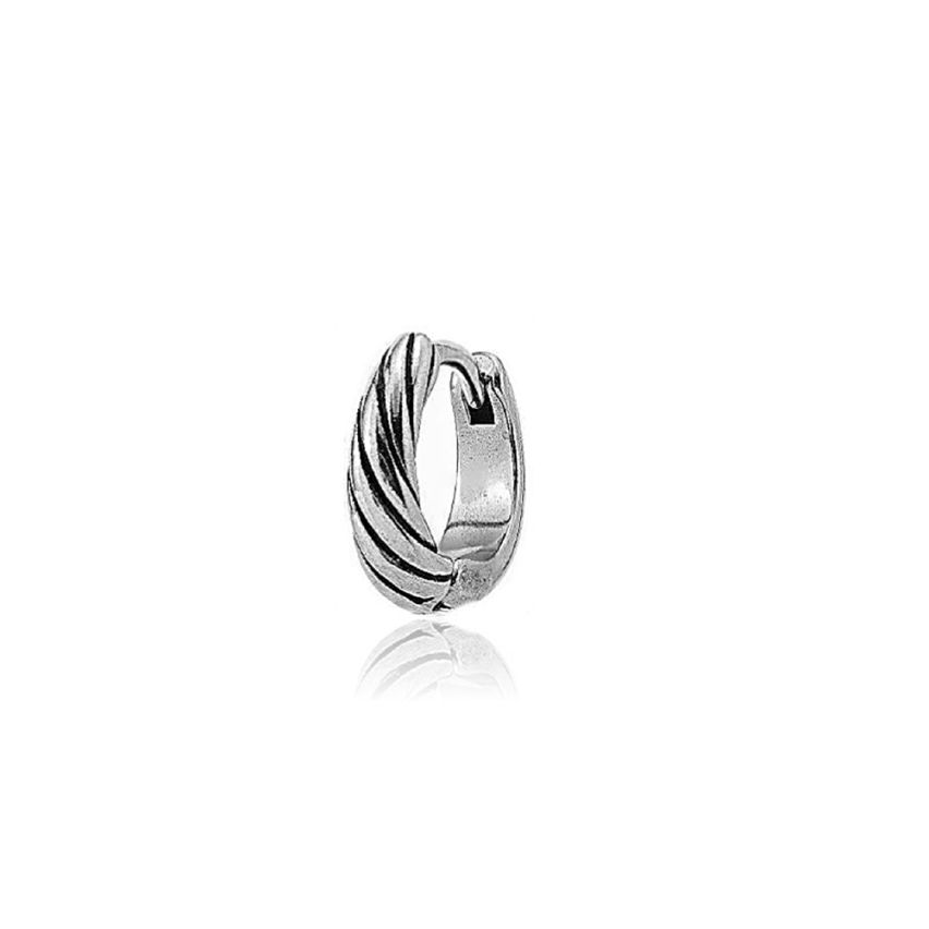 S.Steel Antique silver Hoop Men-c