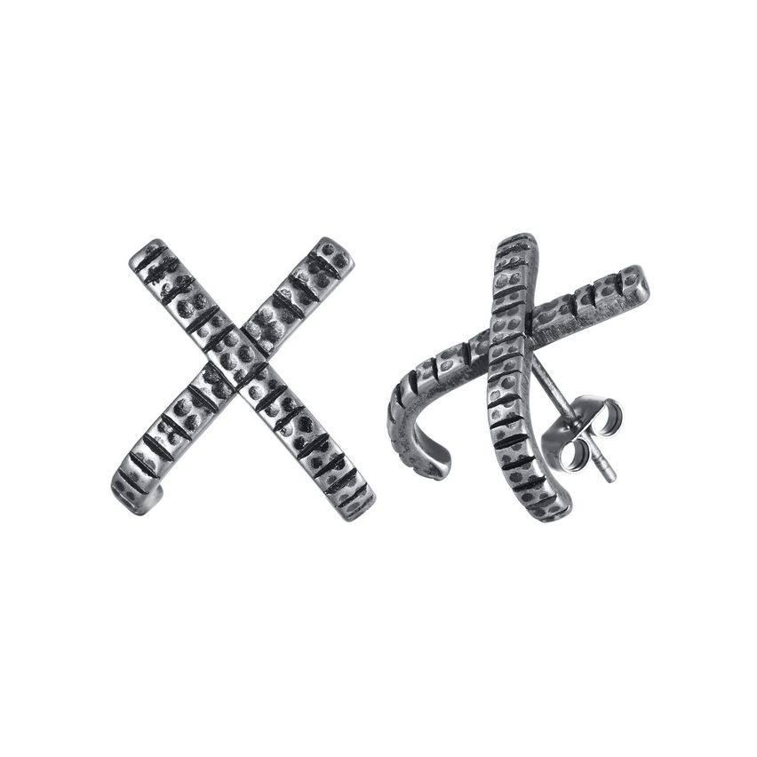 S.Steel Antique silver Stud Men-c 2.64g 15x15mm