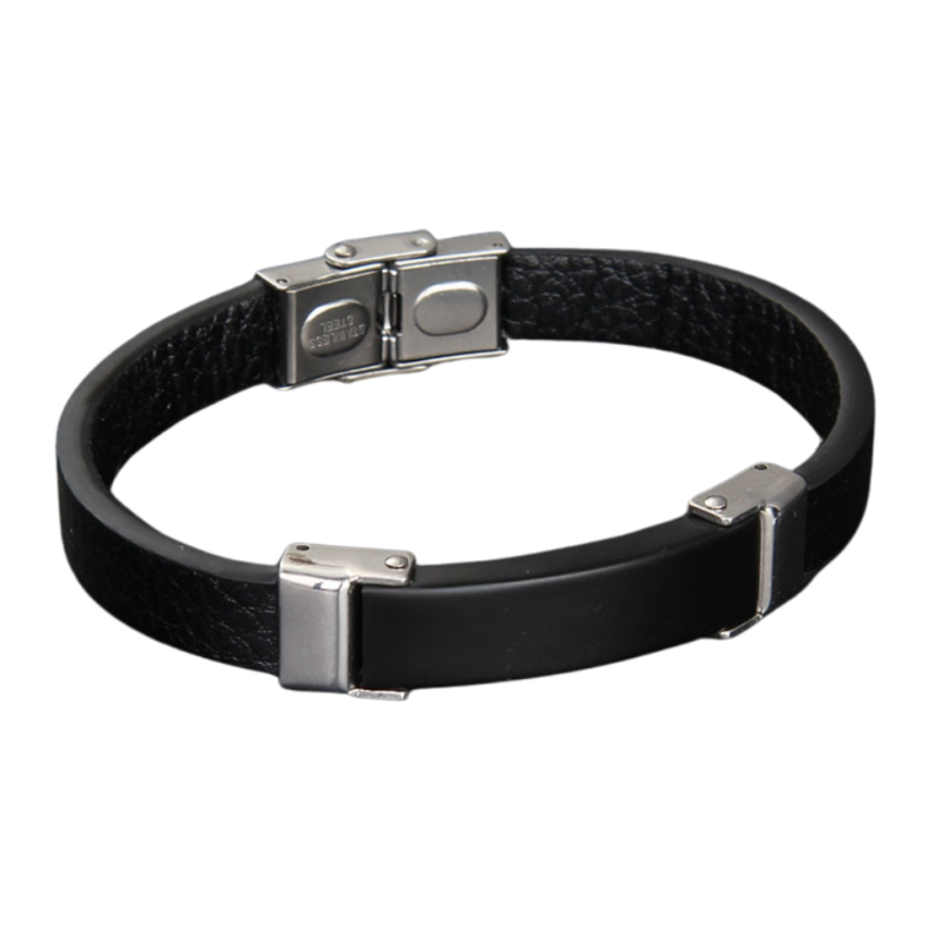 S.Steel Black Plating Silicone With Plate Men-c