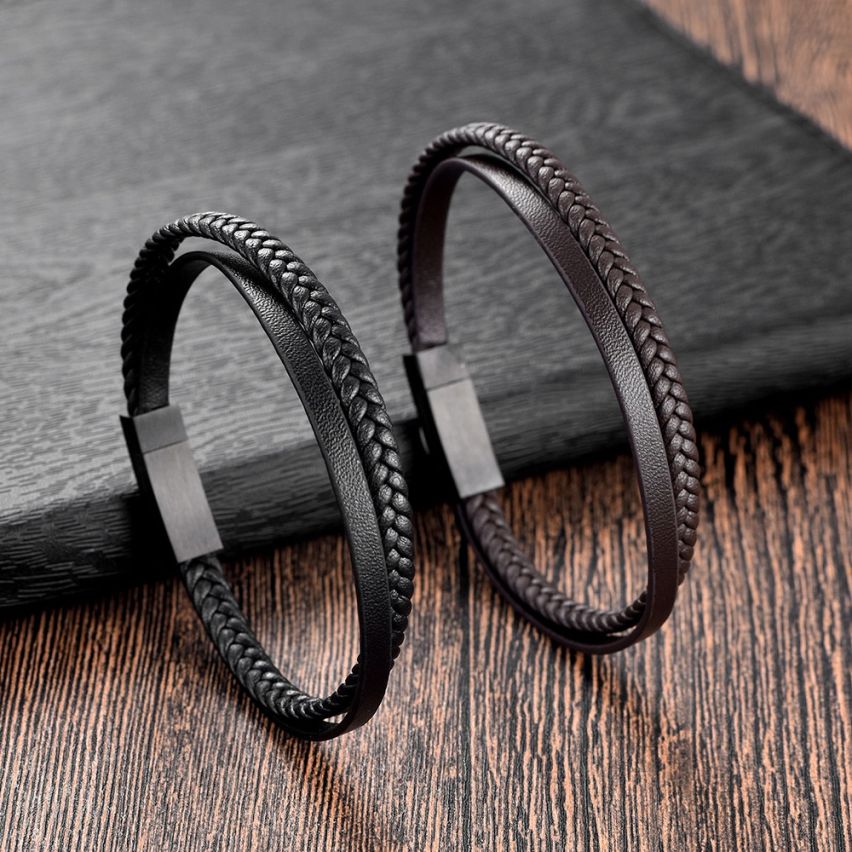Black Plating Leather Men-c