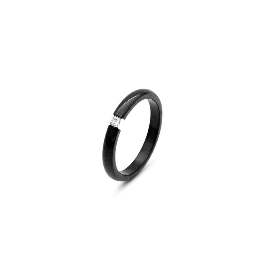 S.Steel Black Zircon Minimalist Men  - 2mm EU57 - ES17 - US8 