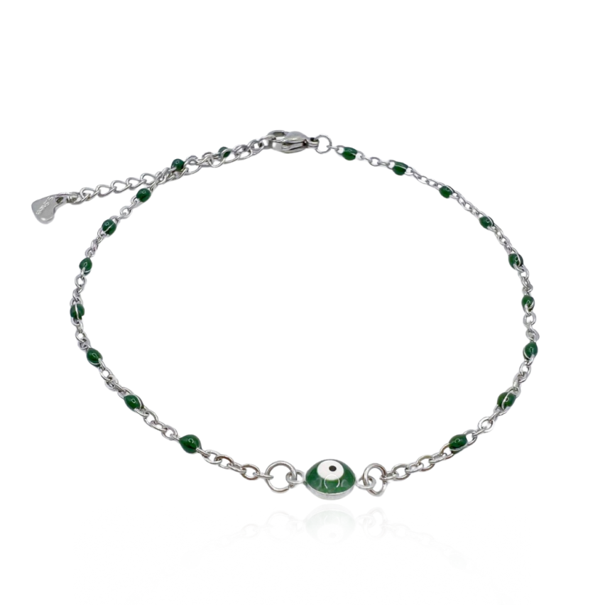 S.Steel Olive green Anklets Women-c 4g