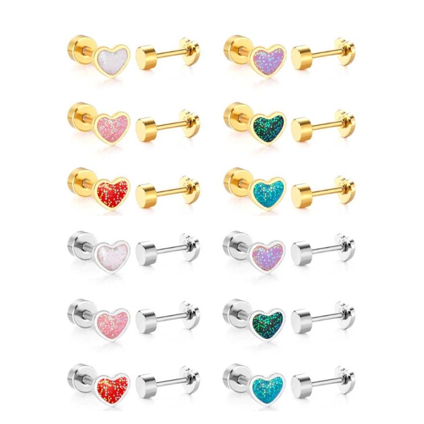 New Colorfull Enamel Stud Earrings 2g 10x4mm
