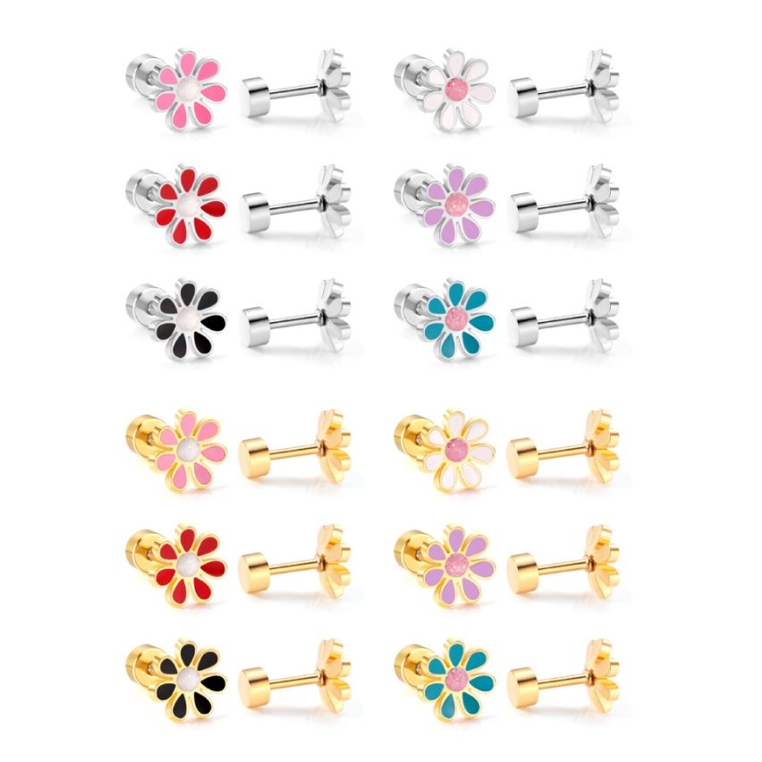 New Colorfull Enamel Stud Earrings 2g 10x4mm