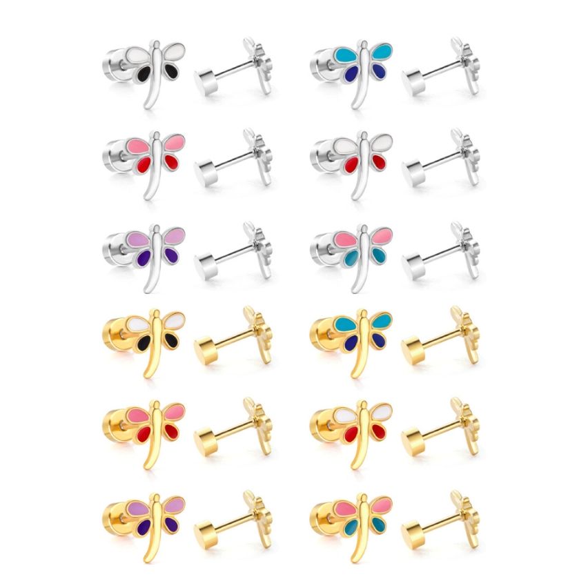 New Colorfull Enamel Stud Earrings 2g 10x4mm