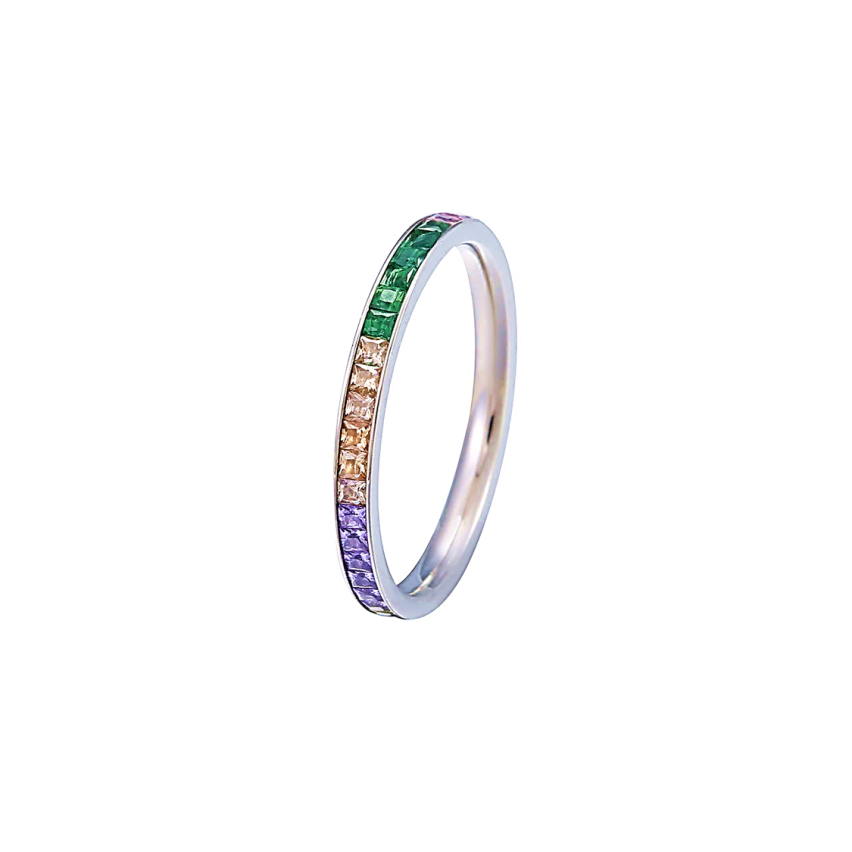 S.Steel Colorfull Zircon Minimalist Women-c EU57 - ES17 - US8