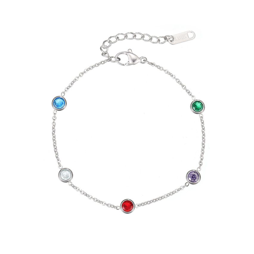 S.Steel Colorfull Zircon Minimalist Women-c 0.01g