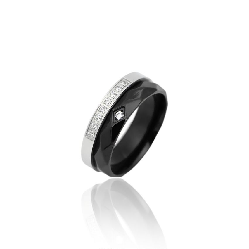 S.Steel Combined Zircon Wedding Men-c - 2mm EU60 - ES20 - US9