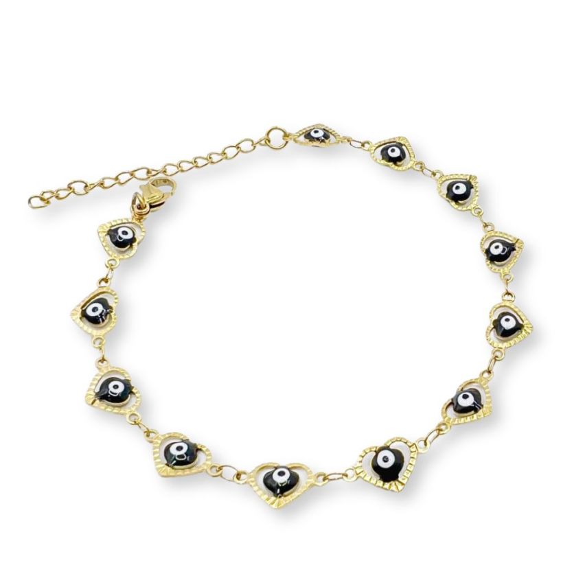 S.Steel Gold Plating Black Anklets Women-c 5.2g