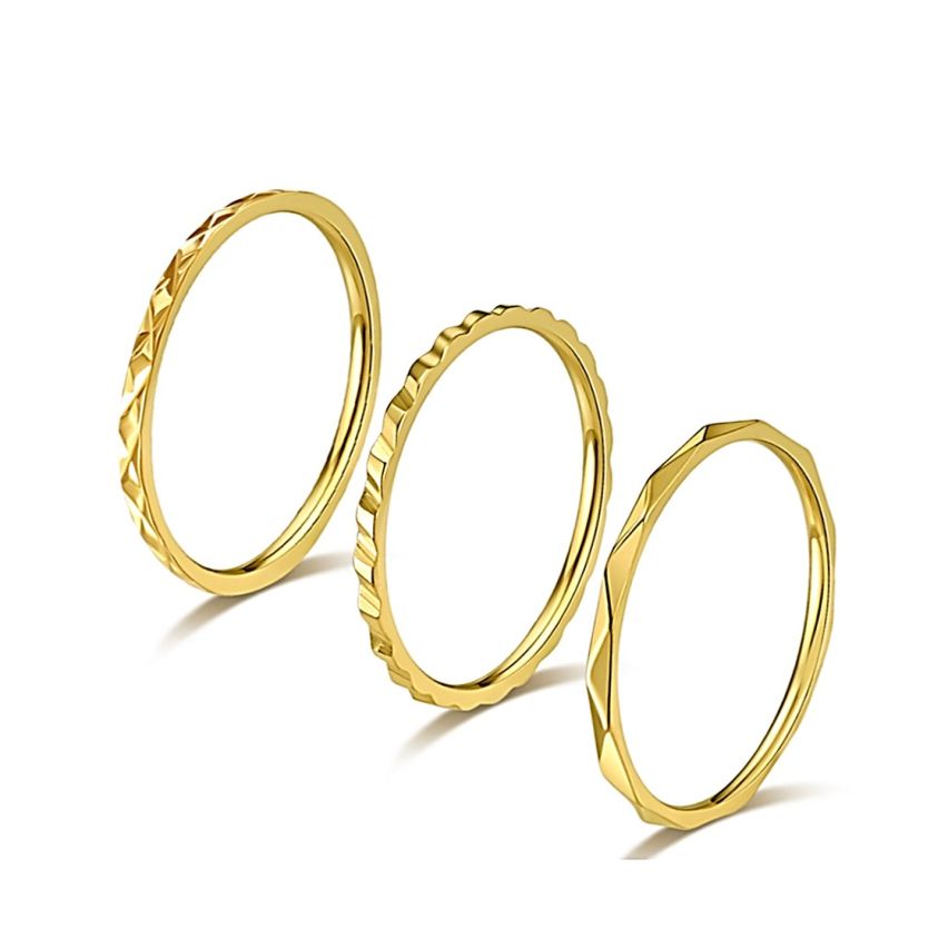 S.Steel Set 3 pieces S.Steel Unisex Gold Plating Minimalist Men-c 0.5g EU54 - ES14 - US7