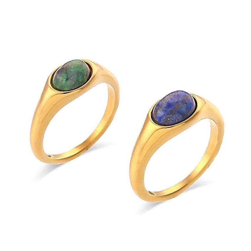 Gold Plating Natural Stone Smooth Women-c