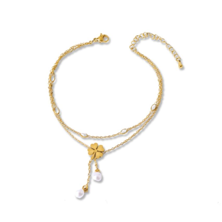 S.Steel Gold Plating Shijia pearl Anklets Women-c 3.4g