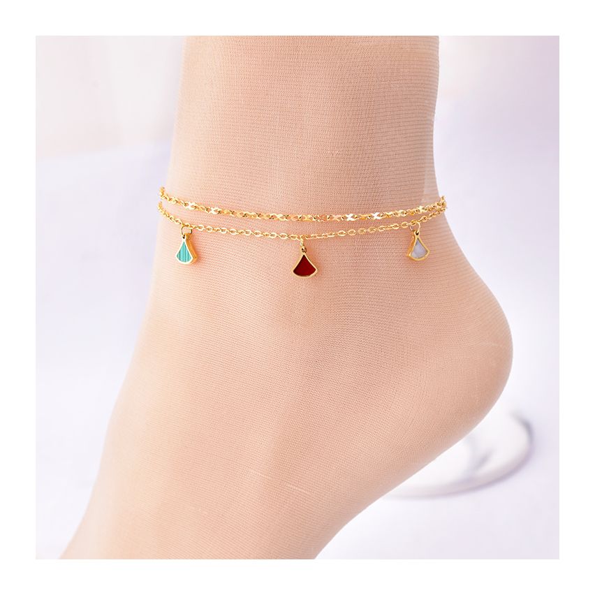 S.Steel Gold Plating Colorfull Anklets Women-c