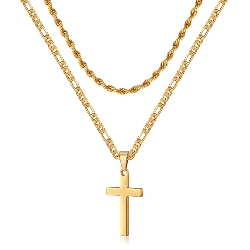 S.Steel Gold Plating Cross Men-c 28g
