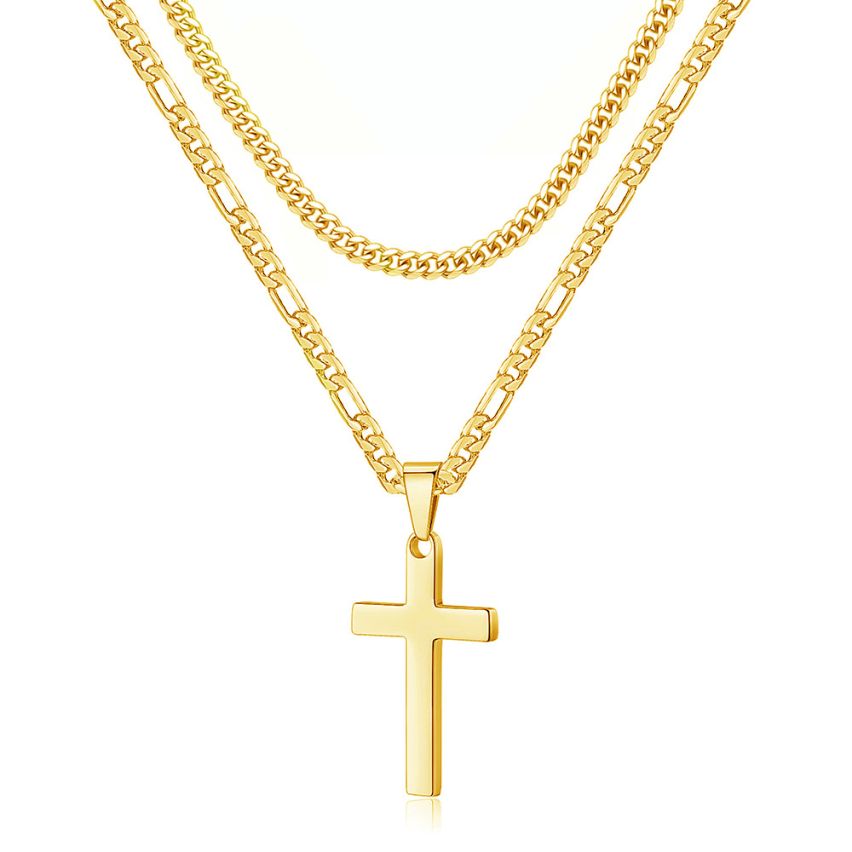 S.Steel Gold Plating Cross Men-c 28g