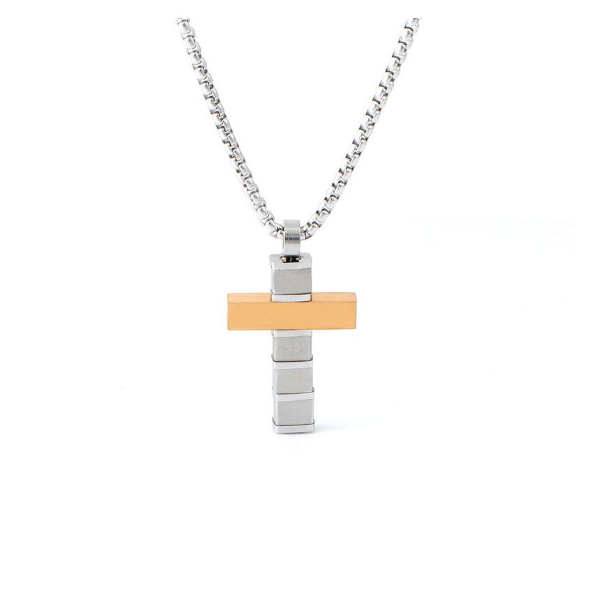 S.Steel Gold Plating Cross Men-c