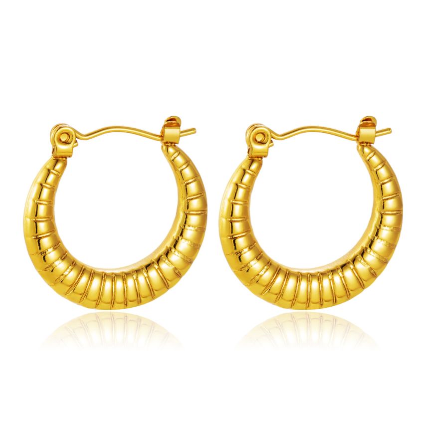 S.Steel Gold Plating Hoop Women-c 8g