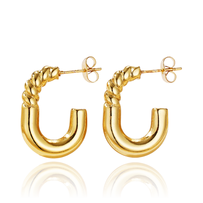 S.Steel Gold Plating Hoop Women-c