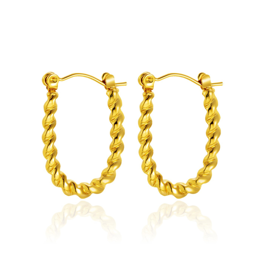 S.Steel Gold Plating Hoop Women-c