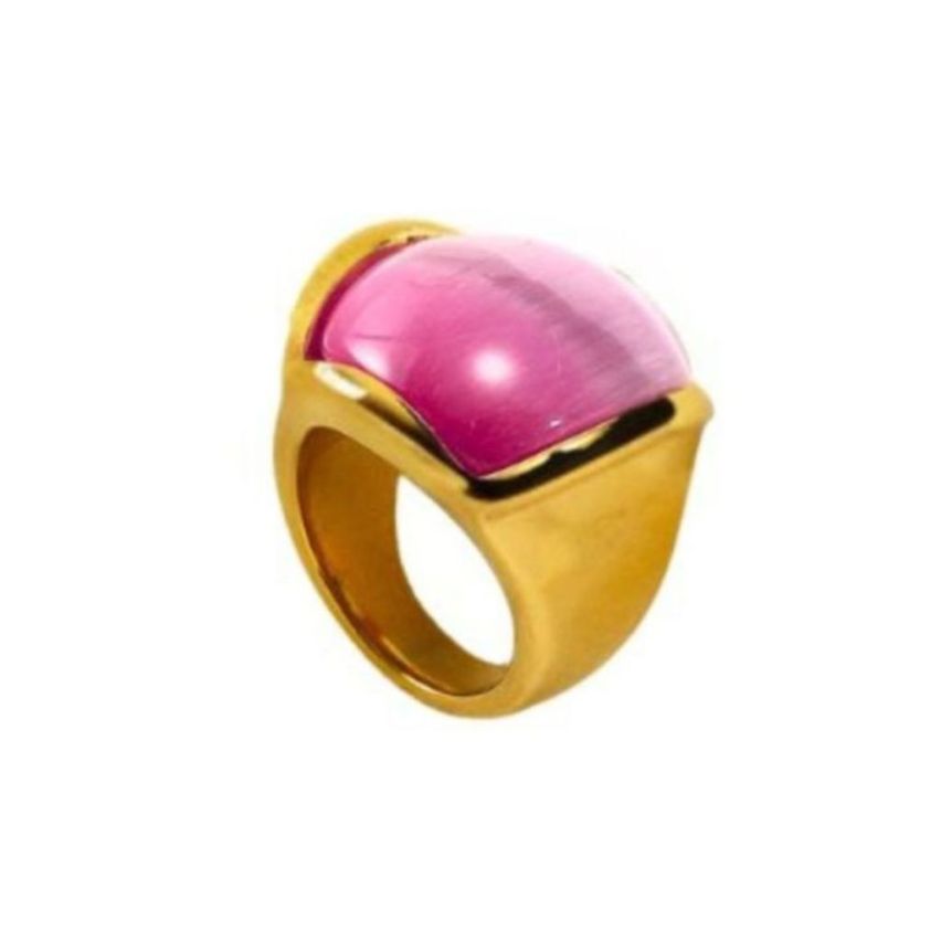 S.Steel Gold Plating Glass stone Smooth Women-c 26g EU62 - ES22 - US10