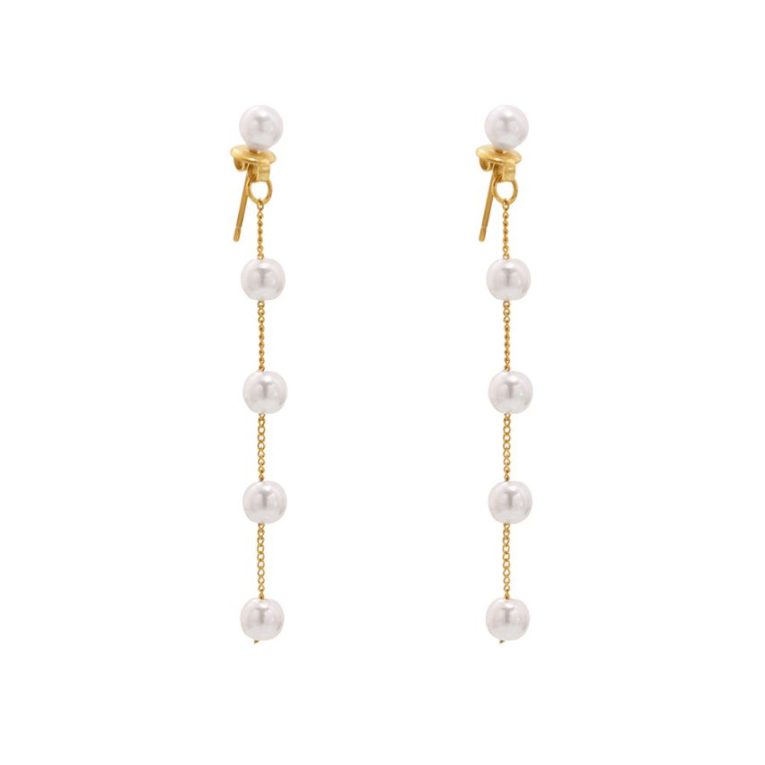 S.Steel Gold Plating Fake pearl Long Women-c