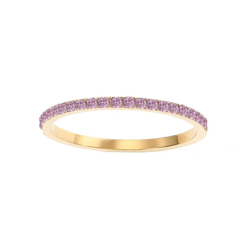 S.Steel Gold Plating Purple Zircon Women-c