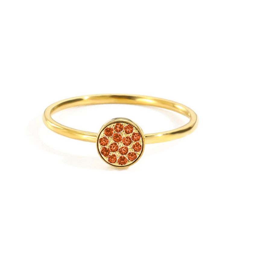 S.Steel Gold Plating Red Zircon Women-c 2g