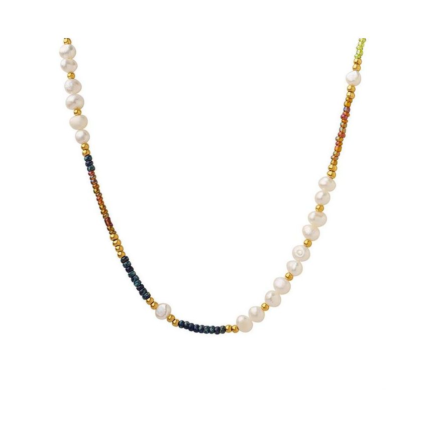 S.Steel Gold Plating Freshwater pearl Pearls Women-c