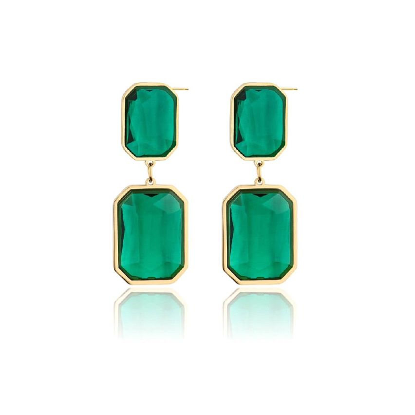S.Steel Gold Plating Glass stone Long Women-c