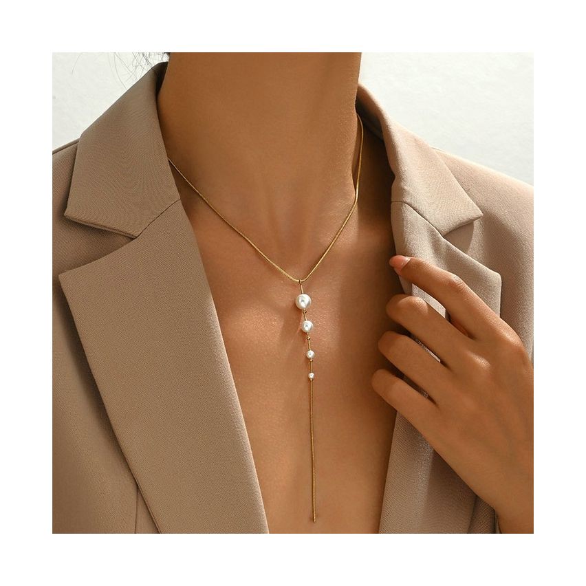 S.Steel Gold Plating Shell Bead Pearls Women-c 8g