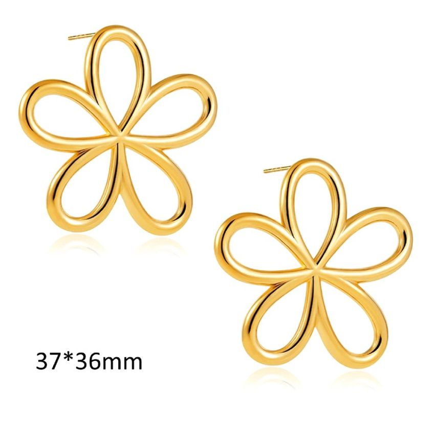 S.Steel Gold Plating Geometric Women-c 20g 36x37mm
