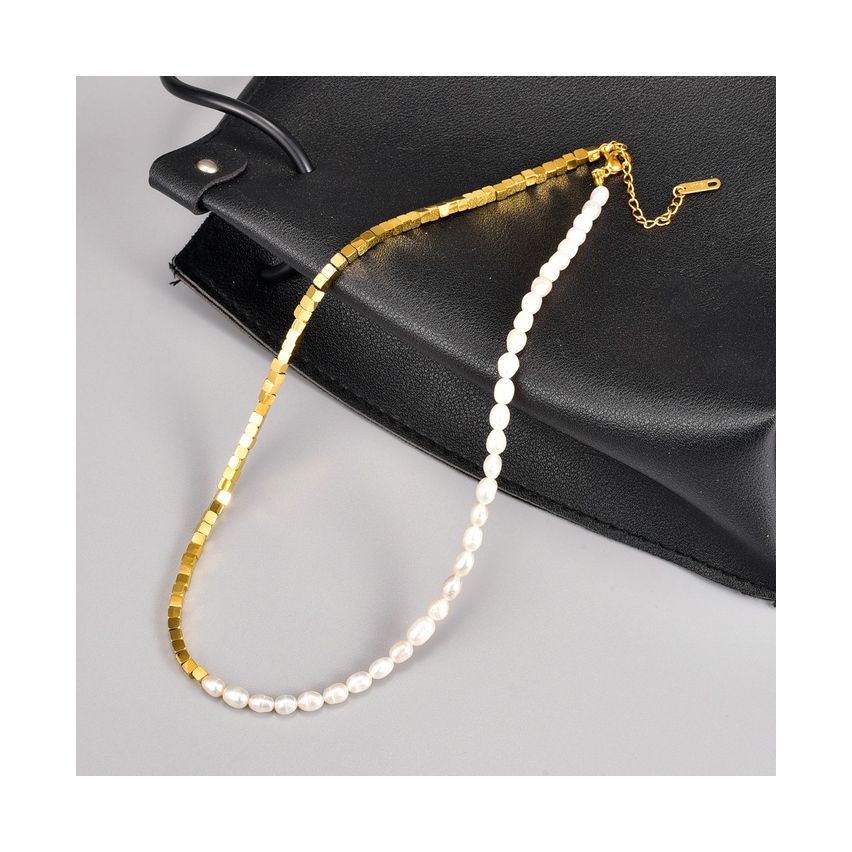 S.Steel Gold Plating Pearls Women-c 15.3g