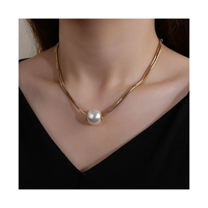S.Steel Gold Plating Pearls Women-c