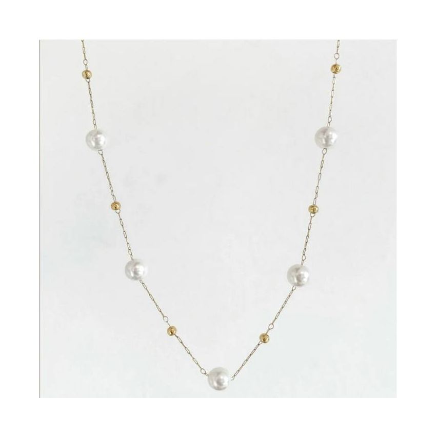 S.Steel Gold Plating Pearls Women-c 5.2g