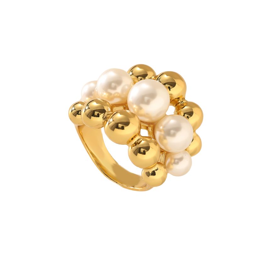 S.Steel Gold Plating Pearls Women-c 22g