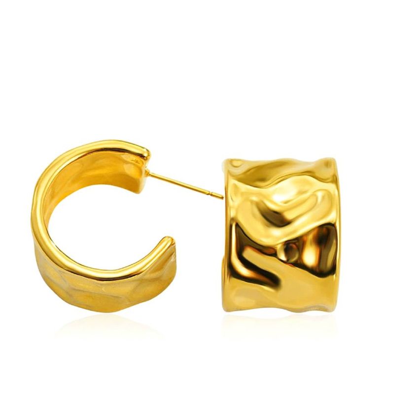 S.Steel Gold Plating Hoop Women-c 19g 22x16mm