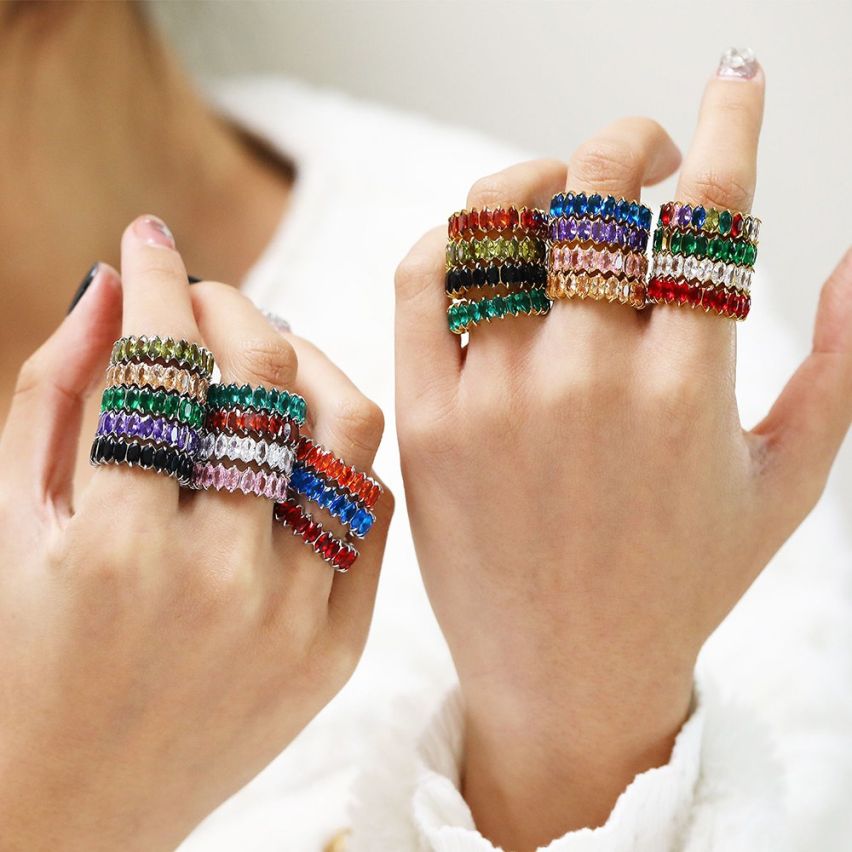 S.Steel Gold Plating Zircon Women-c 3g