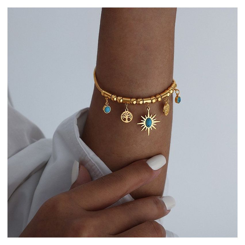 Gold Plating Imitation turquoise Balinese Women-c 9g