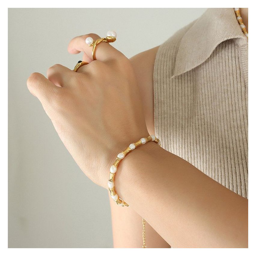 Gold Plating Freshwater pearl Pearls Women-c 7g