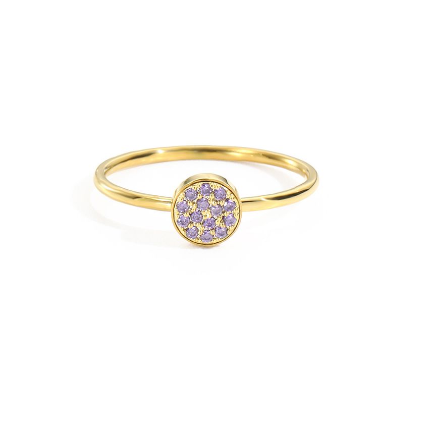 S.Steel Gold Plating Violet Zircon Women-c 2g